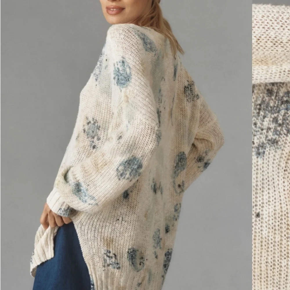 NWT Anthropologie Pilcro Slouchy V-Neck Sweater - Ivory Combo - Picture 5 of 8